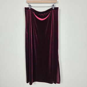 Impressions Womens Y2K Whimsigoth Velvet Maxi Skirt 1X Red Witchy Dark Romantic